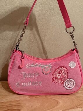 Juicy Couture Hot Pink Mini Shoulder Bag with Crest Patchwork